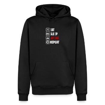Eat sleep jet ski repeat - Men’s Premium Organic Hoodie - black - Front - Nico (187cm)