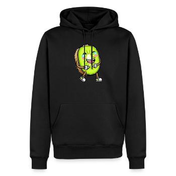 Kiwi fruit Kawaii émoticône - Sweat à capuche Premium bio Homme - noir - Devant - Nico (187cm)