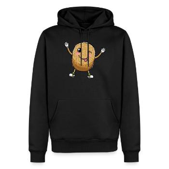 Kiwi fruit Kawaii émoticône - Sweat à capuche Premium bio Homme - noir - Devant - Nico (187cm)