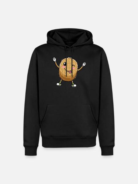Kiwi fruit Kawaii émoticône - Sweat à capuche Premium bio Homme - noir