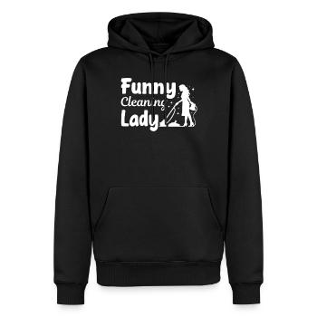 Femme de ménage Femme de ménage - Drôle de femme de ménage - Sweat à capuche Premium bio Homme - noir - Devant - Nico (187cm)