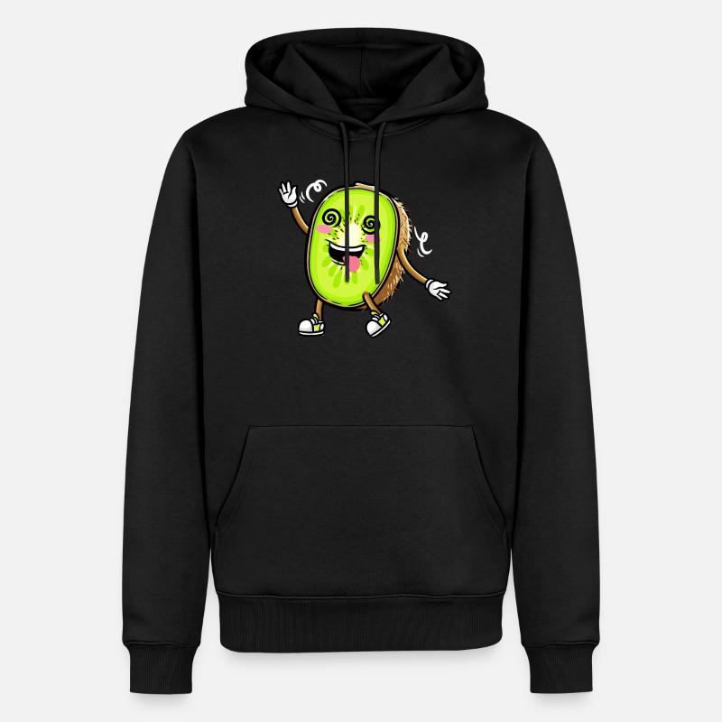 Kiwi Fruit Kawaii Emoticon - Männer Premium Bio Hoodie - Schwarz
