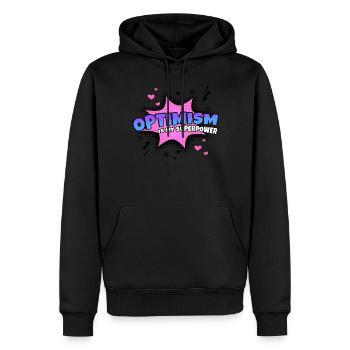Optimism is my superpower trait - Men’s Premium Organic Hoodie - black - Front - Nico (187cm)