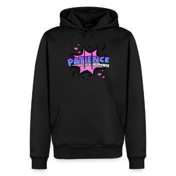 Geduld Ist Meine Superkraft Eigenschaft - Männer Premium Bio Hoodie - Schwarz - Vorne - Nico (187cm)