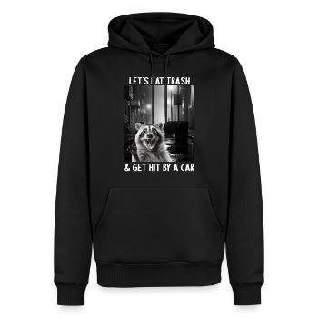 Lets eat Trash and get hit by a Car Waschbär - Männer Premium Bio Hoodie - Schwarz - Vorne - Nico (187cm)