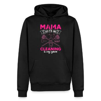 Maman est mon nom, le nettoyage est mon jeu - House Cleani - Sweat à capuche Premium bio Homme - noir - Devant - Nico (187cm)