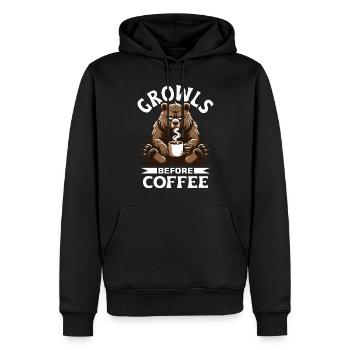 Mürrischer Bär Mit Kaffee-morgenstimmung - Männer Premium Bio Hoodie - Schwarz - Vorne - Nico (187cm)