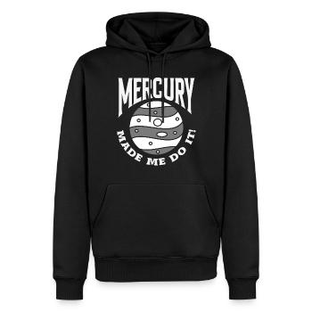 Planètes rétrogrades Mercure rétrograde - Sweat à capuche Premium bio Homme - noir - Devant - Nico (187cm)
