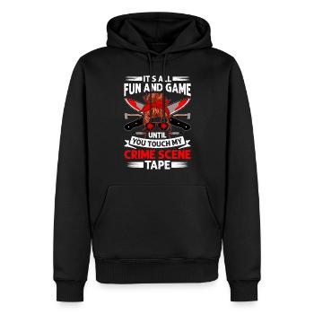 True Crime - Männer Premium Bio Hoodie - Schwarz - Vorne - Nico (187cm)