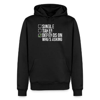 Single Gift - Männer Premium Bio Hoodie - Schwarz - Vorne - Nico (187cm)