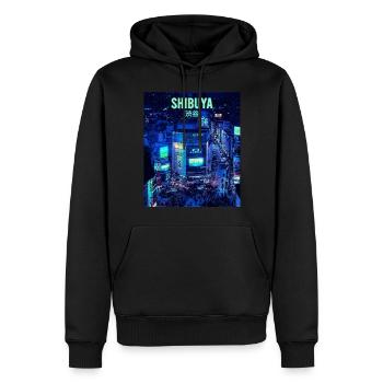 Shibuya, Tokyo - Men’s Premium Organic Hoodie - black - Front - Nico (187cm)