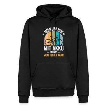 Fahrrad E-Bike Mountainbike - Männer Premium Bio Hoodie - Schwarz - Vorne - Nico (187cm)