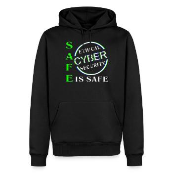 Ethical Cyber Security SAFE - Men’s Premium Organic Hoodie - black - Front - Nico (187cm)