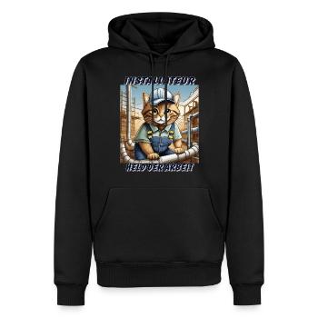 CAT INSTALLER - Men’s Premium Organic Hoodie - black - Front - Nico (187cm)
