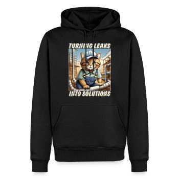 CAT INSTALLER les fuites en solution - Sweat à capuche Premium bio Homme - noir - Devant - Nico (187cm)