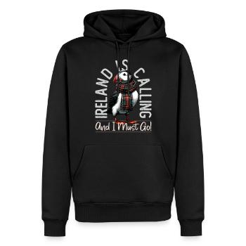 Ireland, Puffin, Ireland Is Calling - Men’s Premium Organic Hoodie - black - Front - Nico (187cm)