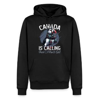 Canada, Puffins, Canada Is Calling - Men’s Premium Organic Hoodie - black - Front - Nico (187cm)