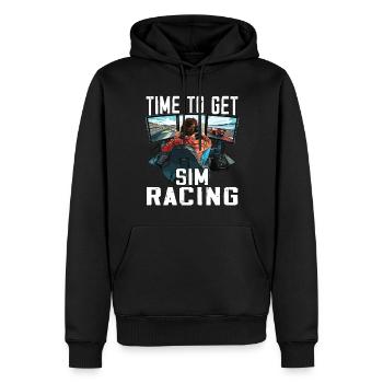 „zeit Für Sim Racing“ Sim Racer - Männer Premium Bio Hoodie - Schwarz - Vorne - Nico (187cm)