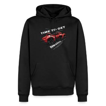 „zeit Für Sim Racing“ Sim Racer - Männer Premium Bio Hoodie - Schwarz - Vorne - Nico (187cm)