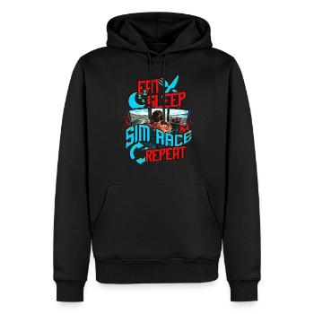 Sim Racing Eat Sleep Sim Race Repeat - Männer Premium Bio Hoodie - Schwarz - Vorne - Nico (187cm)