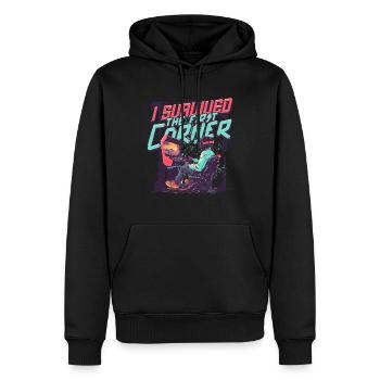 Sim Racing I Survived The First Corner - Männer Premium Bio Hoodie - Schwarz - Vorne - Nico (187cm)