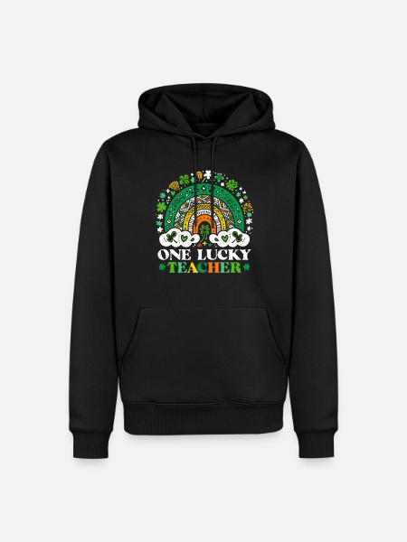 One Lucky Teacher - Männer Premium Bio Hoodie - Schwarz