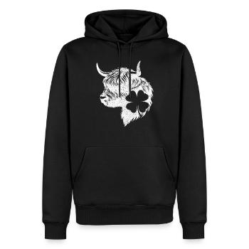 Shamrock Scottish Highland Cattle - Men’s Premium Organic Hoodie - black - Front - Nico (187cm)