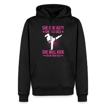 Karate Girl Martial Arts Women Karate Kick - Männer Premium Bio Hoodie - Schwarz - Vorne - Nico (187cm)