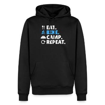 Manger. Vélo. Camp. Répéter. - Vélo de gravier Bikepacking - Sweat à capuche Premium bio Homme - noir - Devant - Nico (187cm)
