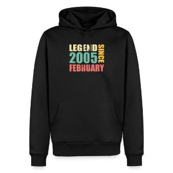 19e anniversaire février Vintage 2005 idée cadeau - Sweat à capuche Premium bio Homme - noir - Devant - Nico (187cm)