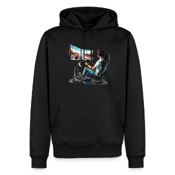 „zeit Für Sim Racing“ Sim Racer - Männer Premium Bio Hoodie - Schwarz - Vorne - Nico (187cm)