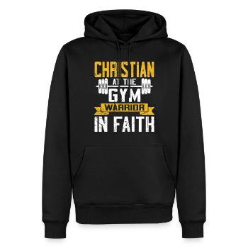 Jesus Christliches Fitnessstudio Workout - Männer Premium Bio Hoodie - Schwarz - Vorne - Nico (187cm)