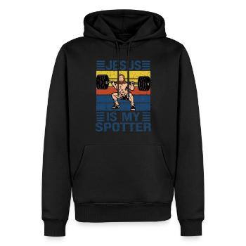 Jesus Christliches Fitnessstudio Workout - Männer Premium Bio Hoodie - Schwarz - Vorne - Nico (187cm)