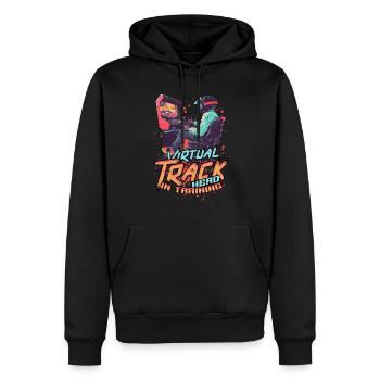 Sim Racing Virtual Track Hero In Training - Männer Premium Bio Hoodie - Schwarz - Vorne - Nico (187cm)