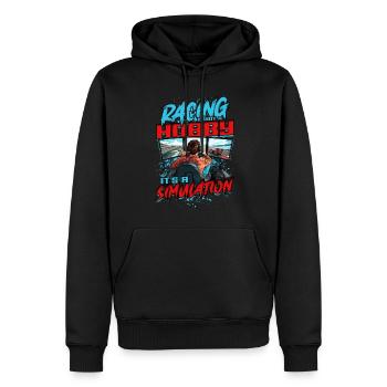 Sim Racing Is Not A Hobby It's A Simulation - Männer Premium Bio Hoodie - Schwarz - Vorne - Nico (187cm)