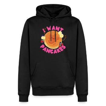 Amoureux des crêpes Les enfants je veux des crêpes - Sweat à capuche Premium bio Homme - noir - Devant - Nico (187cm)