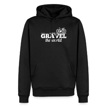 Gravel The World - Vélo Gravel Bikepacker Bikepack - Sweat à capuche Premium bio Homme - noir - Devant - Nico (187cm)