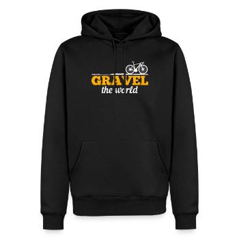 Vélo Gravel Bikepacking Bikepacker - Gravel The Wo - Sweat à capuche Premium bio Homme - noir - Devant - Nico (187cm)