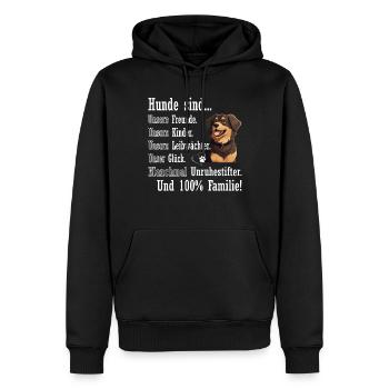 « Les chiens sont 100% famille » Hovawart - Sweat à capuche Premium bio Homme - noir - Devant - Nico (187cm)