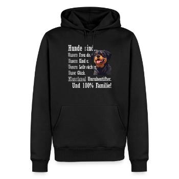 « Les chiens sont 100% famille » Rottweiler - Sweat à capuche Premium bio Homme - noir - Devant - Nico (187cm)