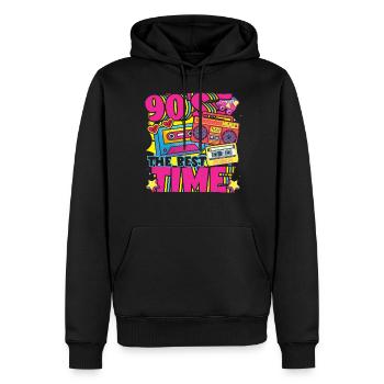 90s The Best Time - 90er Mottoparty - Männer Premium Bio Hoodie - Schwarz - Vorne - Nico (187cm)