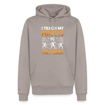 Marionnettiste, marionnettiste - Sweat à capuche Premium bio Homme - taupe - Devant - Nico (187cm)
