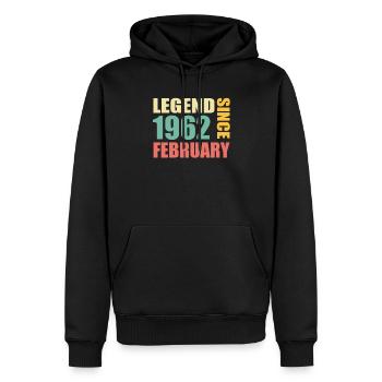 62. Geburtstag FEBRUAR Jahrgang 1962 Geschenkidee - Männer Premium Bio Hoodie - Schwarz - Vorne - Nico (187cm)