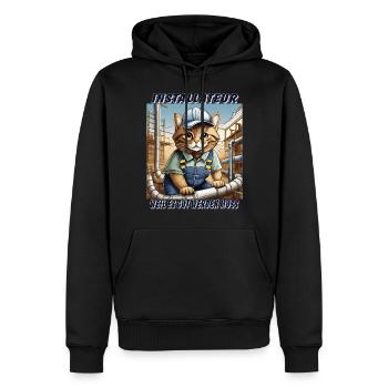 CAT INSTALLER - Men’s Premium Organic Hoodie - black - Front - Nico (187cm)