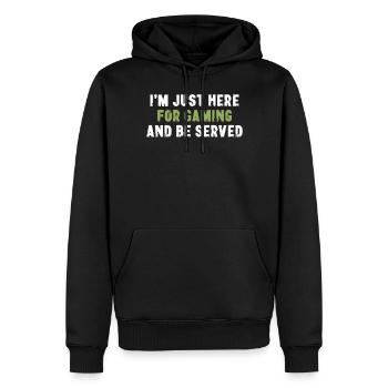 I'm Just Here For Gaming And Be Served Gamer - Männer Premium Bio Hoodie - Schwarz - Vorne - Nico (187cm)
