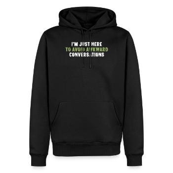 Je suis juste là pour éviter les conversations gênantes - Sweat à capuche Premium bio Homme - noir - Devant - Nico (187cm)