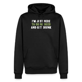 Je suis juste là pour boire de la bière et me saouler drôlement - Sweat à capuche Premium bio Homme - noir - Devant - Nico (187cm)