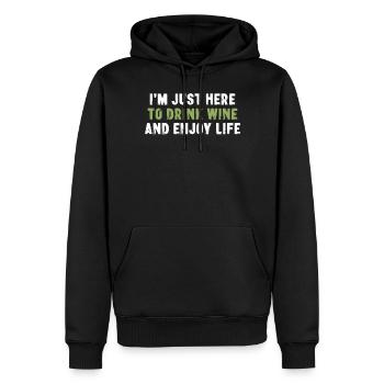 Je suis juste ici pour boire du vin et profiter de la vie - Sweat à capuche Premium bio Homme - noir - Devant - Nico (187cm)