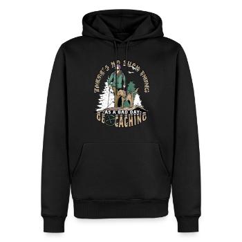 Géocache - Sweat à capuche Premium bio Homme - noir - Devant - Nico (187cm)