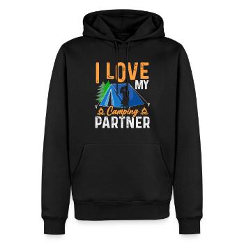 Mari Et Femme Camping Partenaire Couple Assorti - Sweat à capuche Premium bio Homme - noir - Devant - Nico (187cm)